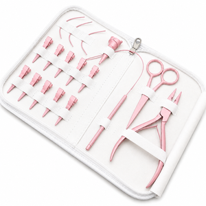 Kit d'outils de pose d'extensions capillaires de qualité chirurgicale avec aiguille à boucle, crochet de tirage, pinces, ciseaux, ensemble d'installation pour salon de coiffure et étui - Product Image 5