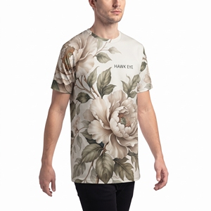 High Quality Men's Floral Print Sublimation <b>Shirt</b> Short Sleeve O Neck Regular Fit <b>Polyester</b> Casual <b>T</b> <b>Shirt</b> Wholesale - Product Image 4