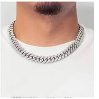 Collar de Eslabones Cubanos Anchos con Acabado Plateado y Dorado, Moissanita Certificada IGI, Cadena de Lujo Estilo Hip Hop, Unisex