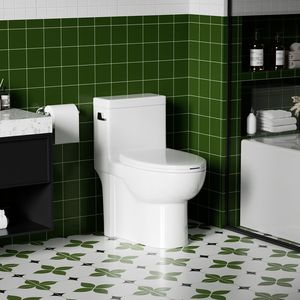 WC Monoblocco Tornado Flush da 1.28 GPF, Sedile Comfort ADA da 17 Pollici, Scarico Sifonico a Pressione Laterale, Chiusura Ammortizzata - Product Image 1