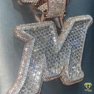 Pendentif personnalisé lettre « G » en moissanite, collier hip-hop plaqué or, bijoux rappeur bling-bling, cadeau - Product Image 2