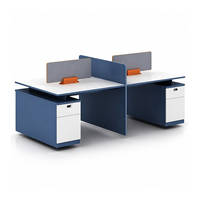 Poste de travail de bureau pour 4 personnes 2425 mm avec panneaux d'intimité et rangement pour mobilier de bureau moderne
