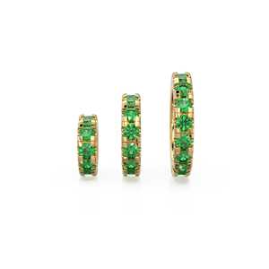 Breloque ronde en or 14 carats avec émeraude verte, Breloque en forme de roue avec émeraude verte, Support de breloque rond, Connecteur de bande émeraude ronde Eternity - Product Image 3