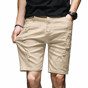 Wholesale Premium Quality Men's <b>Knee</b> Length Mid Waist Hot Shorts High Street Style Denim Shorts with Custom Logo - Product Image 4