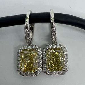 Pendientes de diamantes radiantes y redondos de 5.53 CT en platino PT950 |   Joyería de Lujo para Mujer con Certificación IGI - Product Image 3