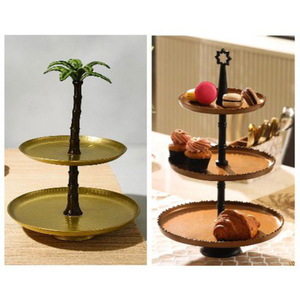 Soporte rústico de madera de 2 niveles para pasteles con bandejas de madera oscura y un tallo con forma de rama, de alta calidad, ideal para catering en el hogar. - Product Image 5