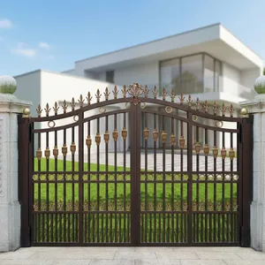 Elegant Decorative Iron Main Gate With Ornamental Metal Design Luxury Double Door Residential Entrance Security Gate - Product Image 4