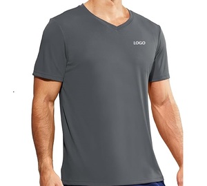 Camiseta Deportiva de Manga Corta con Cuello en V para Hombre, de Secado Rápido, Transpirable, para Entrenamiento Deportivo, con Logotipo Personalizado, Ropa Casual - Product Image 6