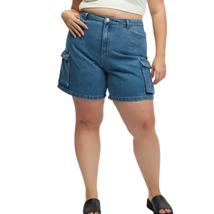 Shorts en jean pour femmes grandes tailles, mi-longueur, décontractés, été, respirants, lavés, personnalisables, tissu 100% coton, vente en gros, échantillon gratuit, meilleur choix - Product Image 3