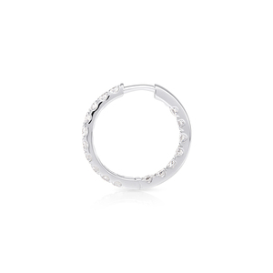 Boucles d'oreilles créoles moyennes en diamant de laboratoire certifié IGI, or blanc 14 carats rhodié, bijoux de luxe pour femme - Cadeau pour mariage ou fête - Product Image 3