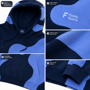 เสื้อฮู้ดดี้โอเวอร์ไซส์ลายกราฟิกสีน้ำเงินสำหรับผู้ชาย สไตล์สตรีทแวร์ พิมพ์โลโก้ได้ตามต้องการ เนื้อผ้าฟลีซหนานุ่ม ใส่สบาย สไตล์ฮิปฮอป เหมาะสำหรับทุกเพศ - Product Image 4