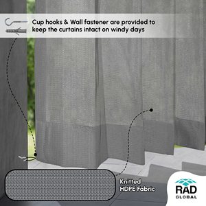 Cortinas para Exteriores Resistentes al Agua en Gris Claro, Hechas con Tela de Poliéster Teñida en Solución, para Balcón y Patio - Product Image 6