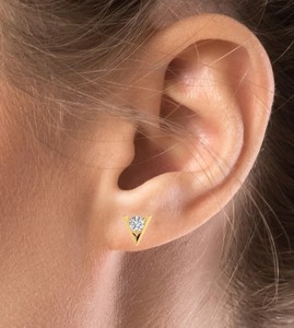 Pendientes de Diamantes Cultivados en Laboratorio con Corte Redondo, Certificados, con Engaste de Garras, Estilo Clásico, Claridad VVS, Oro Amarillo de 14K, Pendientes de Aniversario - Product Image 3