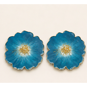 Wholesale Luxury Flower Shaped Epoxy Resin <b>Coaster</b> <b>Gold</b> Foil Accent Flower Custom Cup Mat for Wedding Decoration and Home - Product Image 4