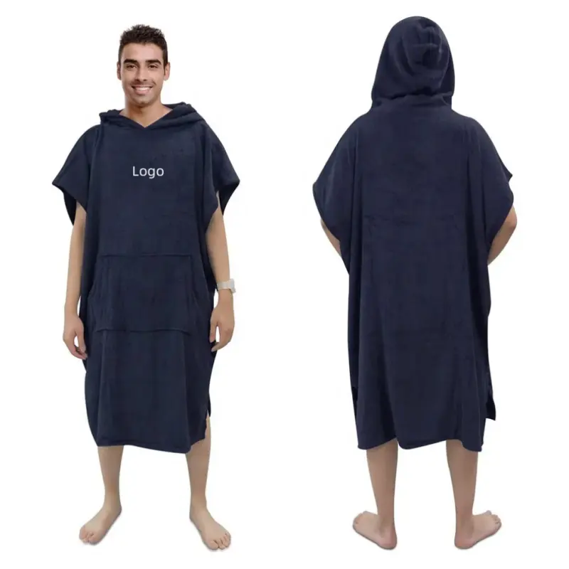 2024 Novo design de poncho de praia com capuz logotipo personalizado toalha poncho adulto para lazer