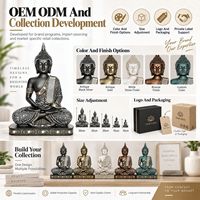 Statue de Bouddha en résine, figurine méditative, antique, noir et argent, décoration d'intérieur, fournisseur en gros, OEM, ODM, conception personnalisée