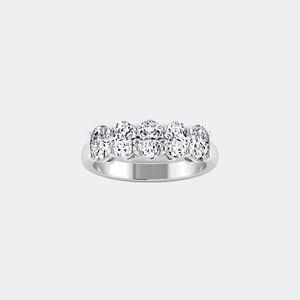 Bague pour femme certifiée, 2,50 carats au total, sertie de cinq pierres ovales cultivées en laboratoire, style vintage - Product Image 5