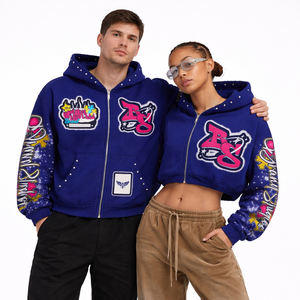 Conjunto de Sudadera con Capucha y Cremallera Personalizada para Hombre y Mujer, Estampado de Grafiti, Sudadera Corta y Larga, Chándal Informal, Sudadera Unisex - Product Image 1