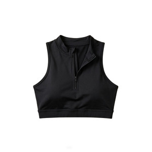Haut de sport tendance pour femme, dos ouvert, sans manches, coupe ajustée, col montant semi-zippé, respirant, été, avec logo personnalisé, fabrication usine - Product Image 3