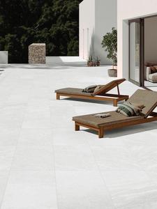 Carreaux de sol en porcelaine blanche mate, aspect pierre, antidérapants, adhésifs, 20 mm d'épaisseur, pour pavage extérieur, piscine et centre commercial - Product Image 2