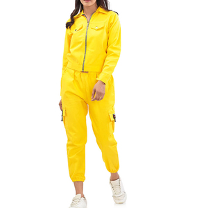 Conjunto Deportivo para Mujer, Chaqueta Corta con Cierre y Pantalones Jogger, Diseño Sólido, Cortavientos para Correr - Product Image 1