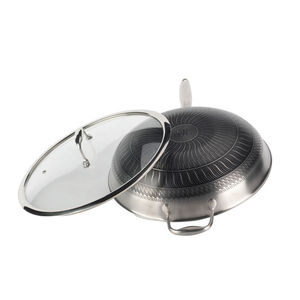 Wok traditionnel à fond rond en acier inoxydable résistant aux rayures avec poignée en bois, capacité de 20 L, pour tous les types de cuisinières - Product Image 4