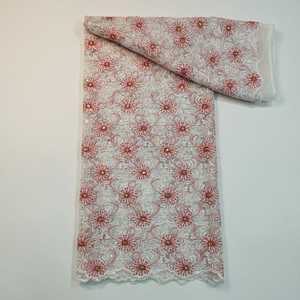 Luxury Attire Stunning Collection Luxurious SRT <b>Net</b> Lace <b>Fabric</b> Floral Pattern Stone Beads Work Plain Polyester/Cotton - Product Image 1