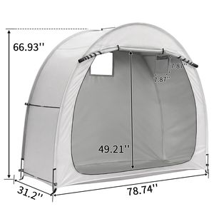 Tenda/Capanno per Biciclette Grigio Chiaro 6.8x2.6FT con Telaio in Fibra di Vetro e Tessuto Oxford 210D PU Argentato - Product Image 5