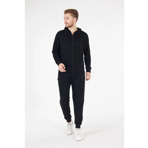 Survêtements d'hiver personnalisés pour hommes, style streetwear, couleur unie, avec capuche et poches, 100 % coton, vente en gros - Product Image 2