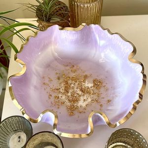 Tazón Decorativo de Resina de Lujo, Hecho a Mano, con Borde Dorado, Moderno, para Frutas, Elegante Centro de Mesa - Product Image 3