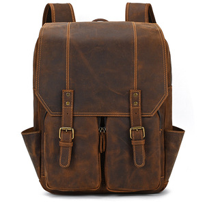 Men's Vintage <b>Leather</b> <b>Backpack</b> Large Capacity 16 Inch <b>Laptop</b> Business Travel <b>Backpack</b> Factory Direct - Product Image 3