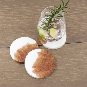 Sous-verres modernes personnalisés en bois naturel et résine, faits à la main, épaisseur réglable, résistants à la chaleur, réutilisables, pour la décoration de table à la maison, style impérial - Product Image 2