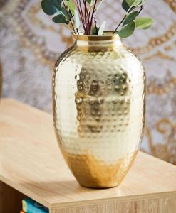 Vintage Metal Flower Vase Classic Decorative Piece Home Centerpiece Elegant Design Handmade Craft <b>Rustic</b> Finish Accent - Product Image 1