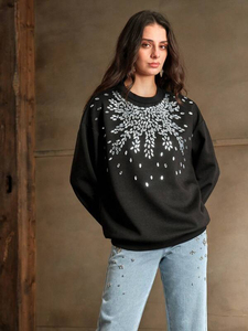 Custom Rhinestone Sweatshirt Oversized Pullover <b>Crystal</b> Embellished Crewneck Streetwear <b>Top</b> Breathable Cotton Winter Apparel - Product Image 1