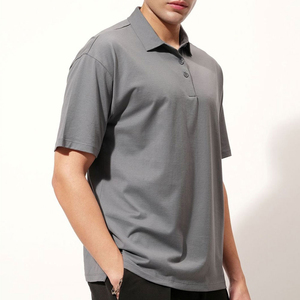 Chemise de golf pour homme, grise, couleur unie, respirante, en coton, décontractée, coupe classique, tissu Oxford tissé, design boutonné - Product Image 4