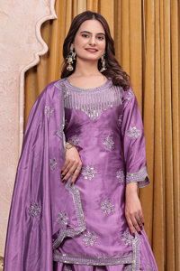 Graceful Chiffon Pakistani Coord Set With Embroidered Kurti Palazzo And Matching Dupatta Celebration Ethnic Fashion Wear - Product Image 4