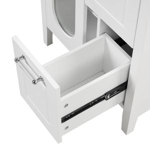 Mobile da Bagno in Legno Massello e MDF da 24 Pollici con Lavabo, Due Cassetti, Ripiano Regolabile, Finitura Bianca - Product Image 1