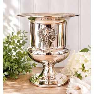 Antique Finish Metal <b>Ice</b> Bucket Silver Color Polished With Surface Ideal For Vintage Decor And Farmhouse Themed Outdoor Parties - Product Image 1
