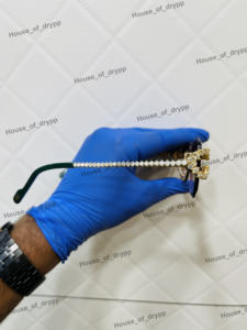 Gafas de sol de lujo sin montura plateadas con incrustaciones de moissanita, estilo HipHop, para hombre y mujer - Product Image 3