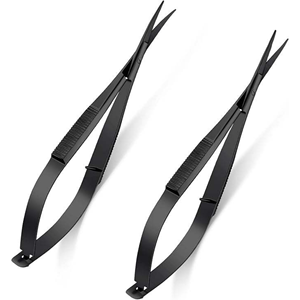 Tijeras Profesionales para Extensión de Pestañas y Recorte de Cejas, Acero Inoxidable Negro Mate, Tijeras Rectas con Resorte - Product Image 1