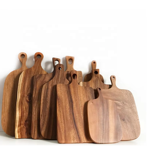 Planche à découper rectangulaire en bois d'acacia personnalisée avec poignée pour fromages et fruits – Vente en gros - Product Image 2