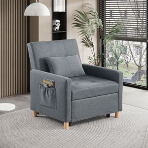 Poltrona Letto Convertibile Multifunzionale Regolabile in Tessuto Morbido per Soggiorno con Cuscino - Product Image 1