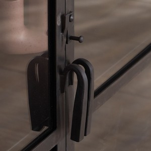 Vandana Autumn Matter Black metal <b>sideboard</b> with glass doors, 4 doors Black Cook - Product Image 4