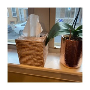 Modern Woven Tissue Box Cover Dark Brown Square Design for Home Decor Convenient Storage - Product Image 5