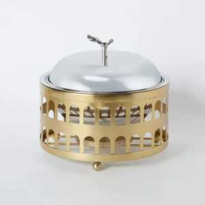 gold chafing dish vertical fluted food warmer stainless steel <b>buffet</b> <b>server</b> luxury catering supplies wedding food warmer banquet - Product Image 6