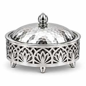 Cazuelas de madera hechas a mano con tapa de acero, estilo moderno, para calentar comida de Oriente Medio. - Product Image 3