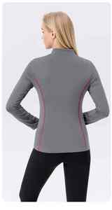 Veste de yoga pour femme automne/hiver, course en extérieur, manches longues, velours, séchage rapide, chaude, fermeture éclair, col montant, ajustée, entraînement - Product Image 2