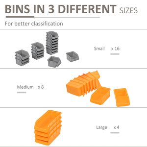 Kit Organizzatore Attrezzi da Parete con 44 Pezzi, Ganci e Contenitori di Varie Dimensioni, Finitura Arancione per Bagno - Product Image 5