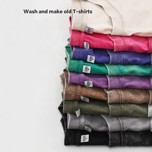 T-shirt vintage surdimensionné en coton 100% lavé de haute qualité pour hommes, personnalisable, décontracté, tricoté, vente en gros, personnalisation - Product Image 3