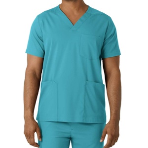 Tenue d'hôpital élégante et tendance, ensemble de blouses d'infirmière personnalisées, pantalon de jogging extensible en spandex, haut à col en V, uniforme médical en polyester - Product Image 1